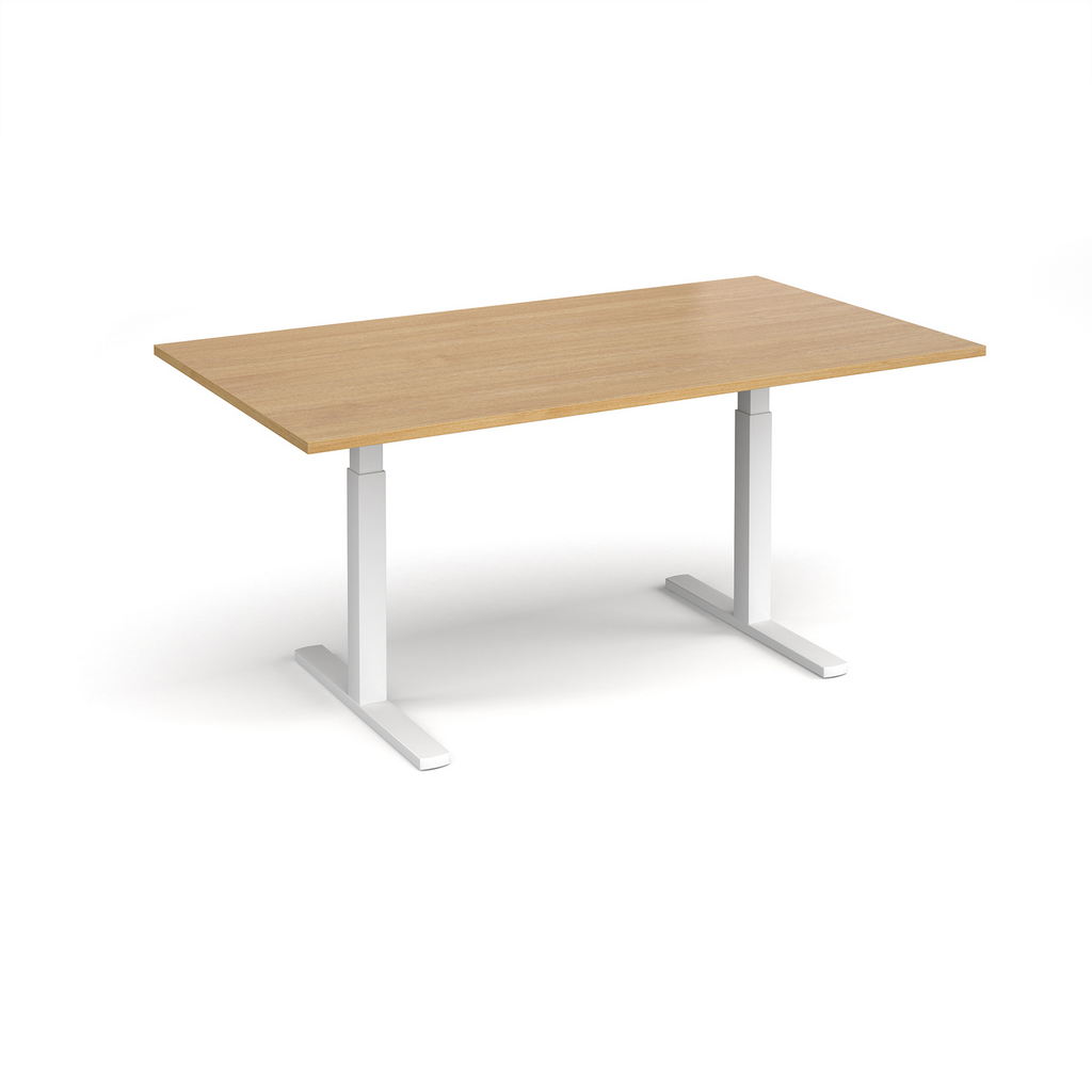 Picture of Elev8 Touch boardroom table 1800mm x 1000mm - white frame, oak top