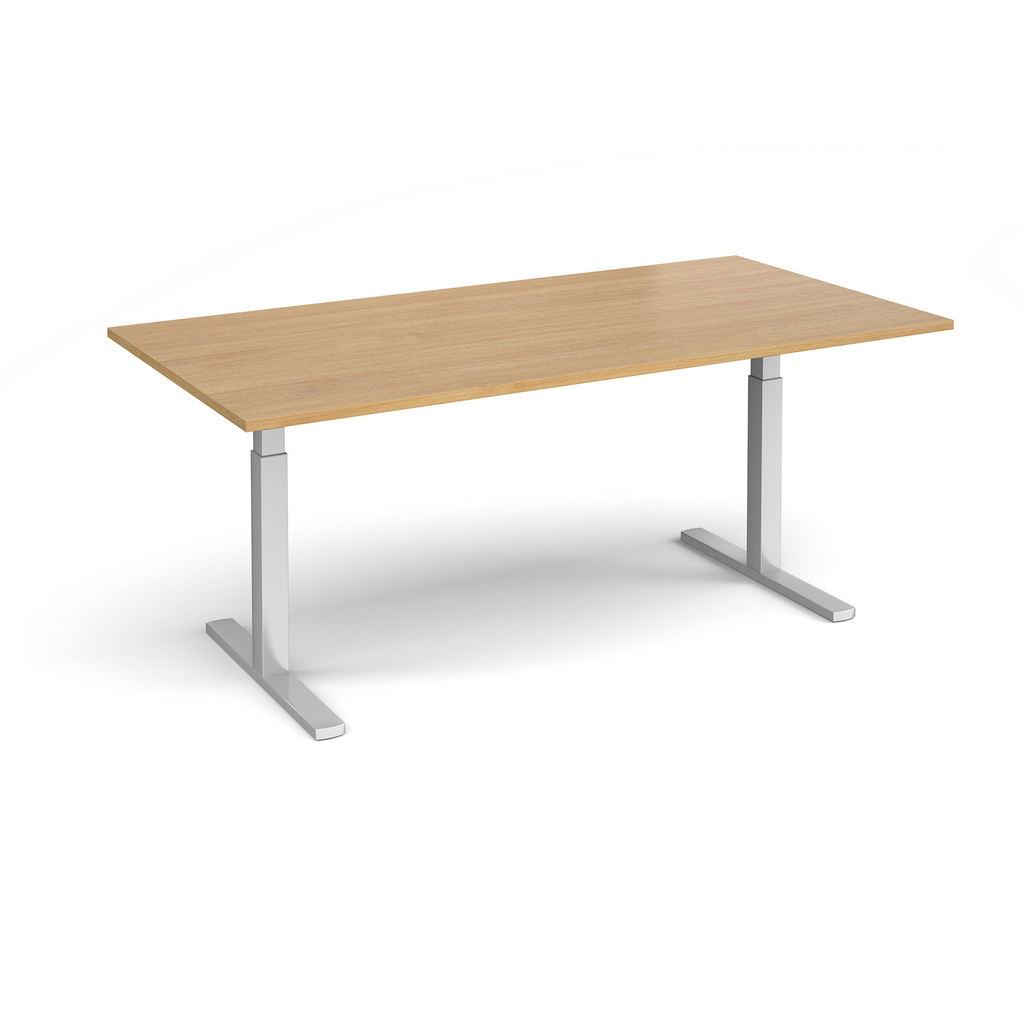 Picture of Elev8 Touch boardroom table 2000mm x 1000mm - silver frame, oak top