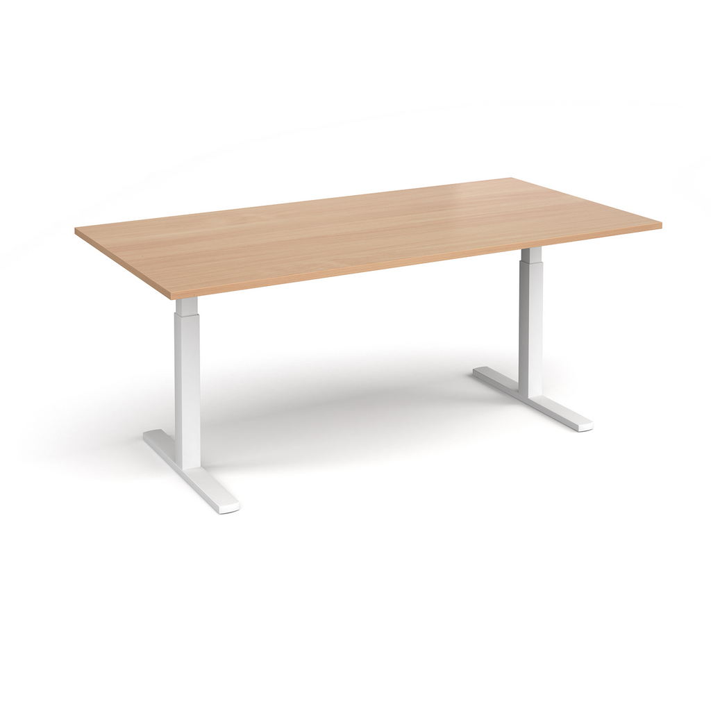 Picture of Elev8 Touch boardroom table 2000mm x 1000mm - white frame, beech top