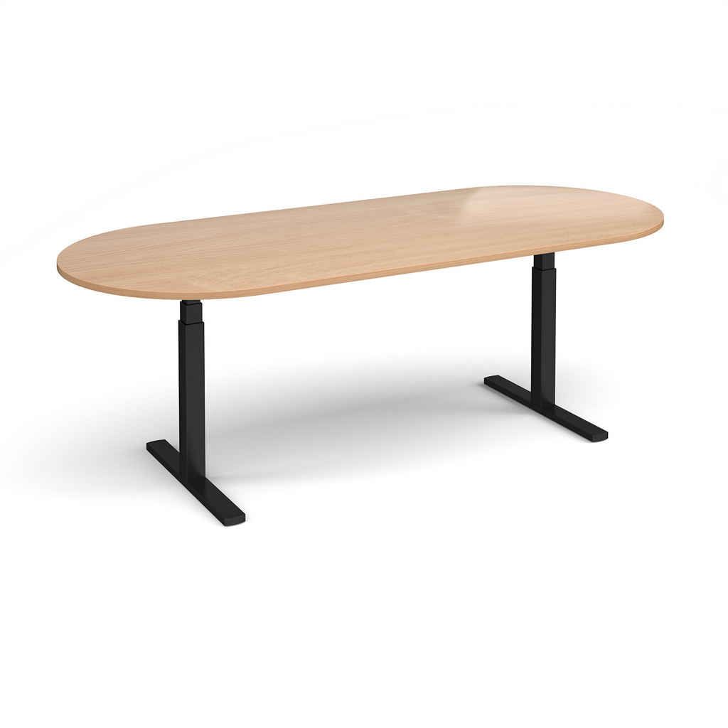 Picture of Elev8 Touch radial end boardroom table 2400mm x 1000mm - black frame, beech top