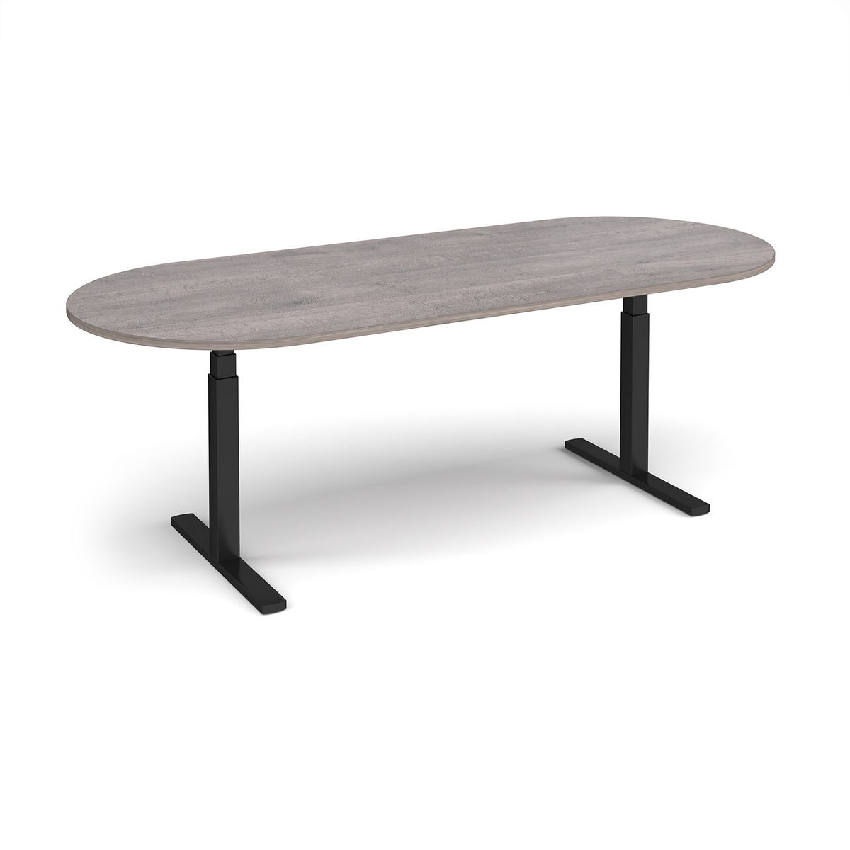 Picture of Elev8 Touch radial end boardroom table 2400mm x 1000mm - black frame, grey oak top