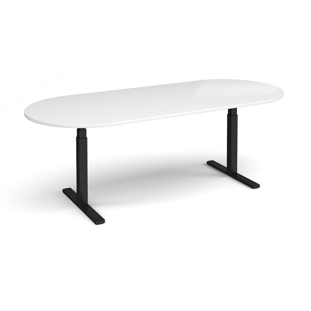 Picture of Elev8 Touch radial end boardroom table 2400mm x 1000mm - black frame, white top