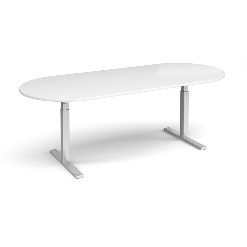 Picture of Elev8 Touch radial end boardroom table 2400mm x 1000mm - silver frame, white top