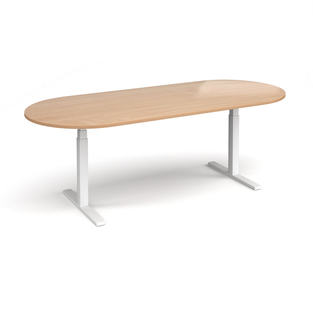 Picture of Elev8 Touch radial end boardroom table 2400mm x 1000mm - white frame, beech top