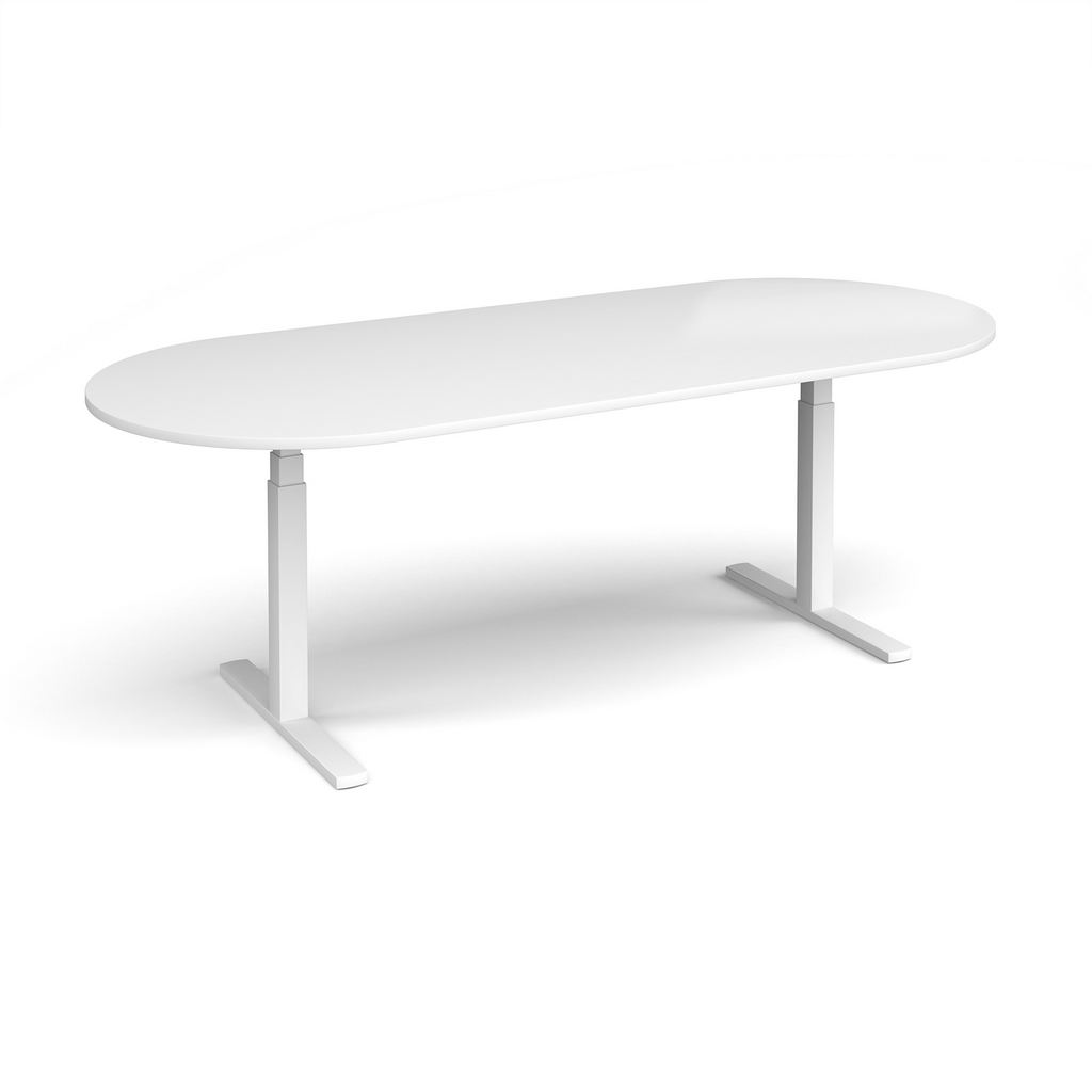Picture of Elev8 Touch radial end boardroom table 2400mm x 1000mm - white frame, white top