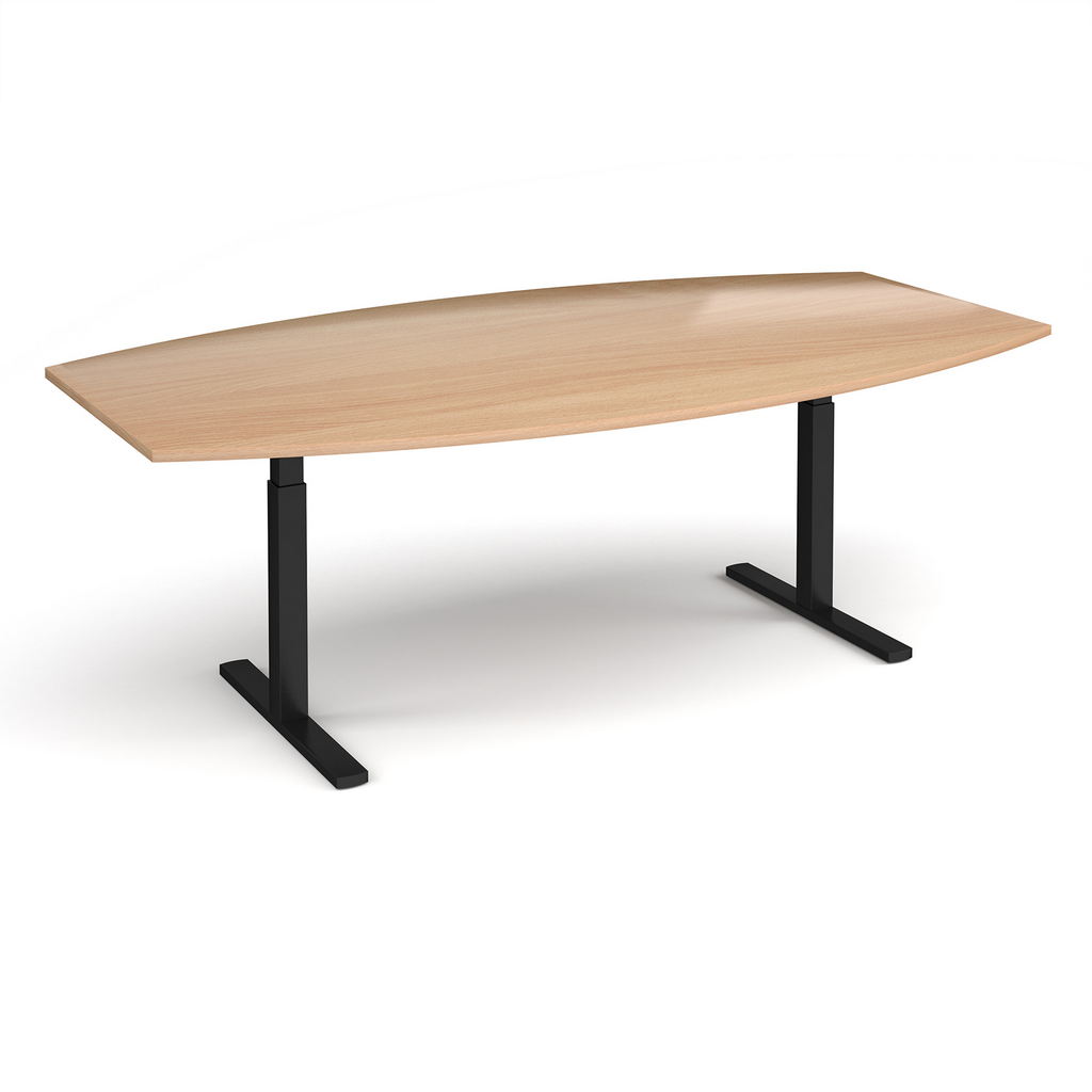Picture of Elev8 Touch radial boardroom table 2400mm x 800/1300mm - black frame, beech top