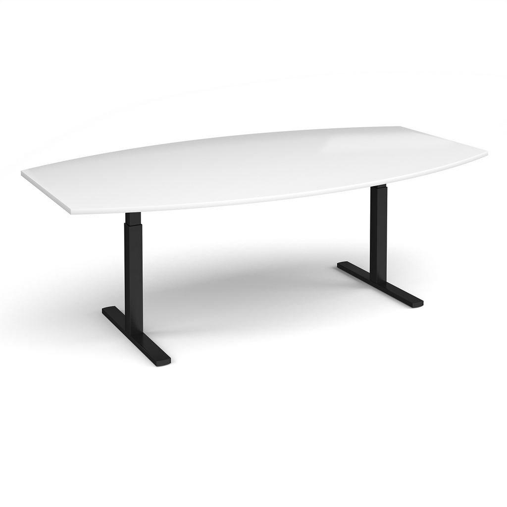Picture of Elev8 Touch radial boardroom table 2400mm x 800/1300mm - black frame, white top