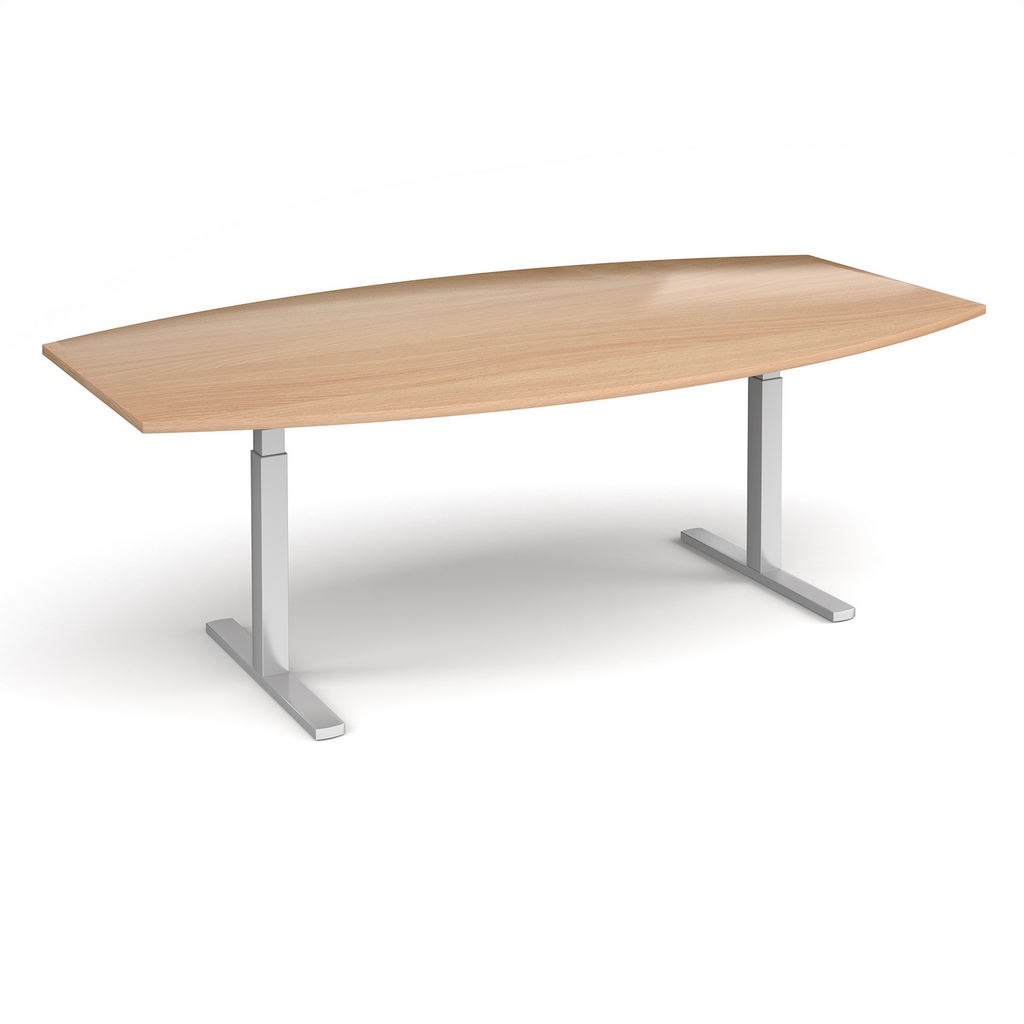 Picture of Elev8 Touch radial boardroom table 2400mm x 800/1300mm - silver frame, beech top