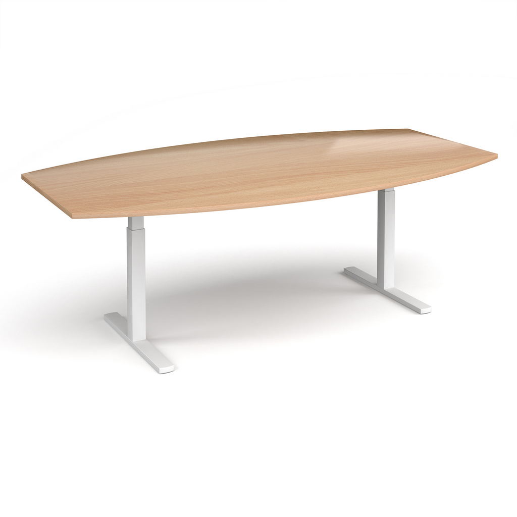 Picture of Elev8 Touch radial boardroom table 2400mm x 800/1300mm - white frame, beech top
