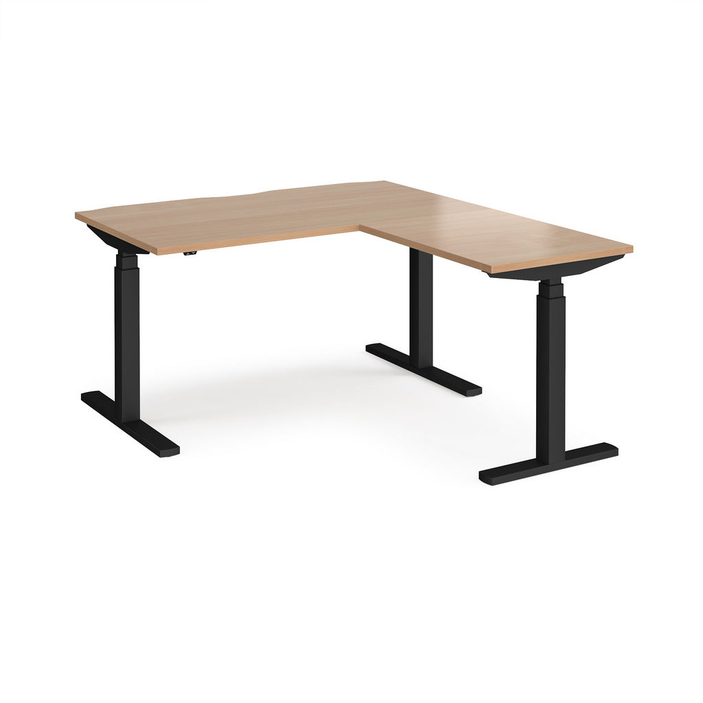 Picture of Elev8 Touch sit-stand desk 1400mm x 800mm with 800mm return desk - black frame, beech top