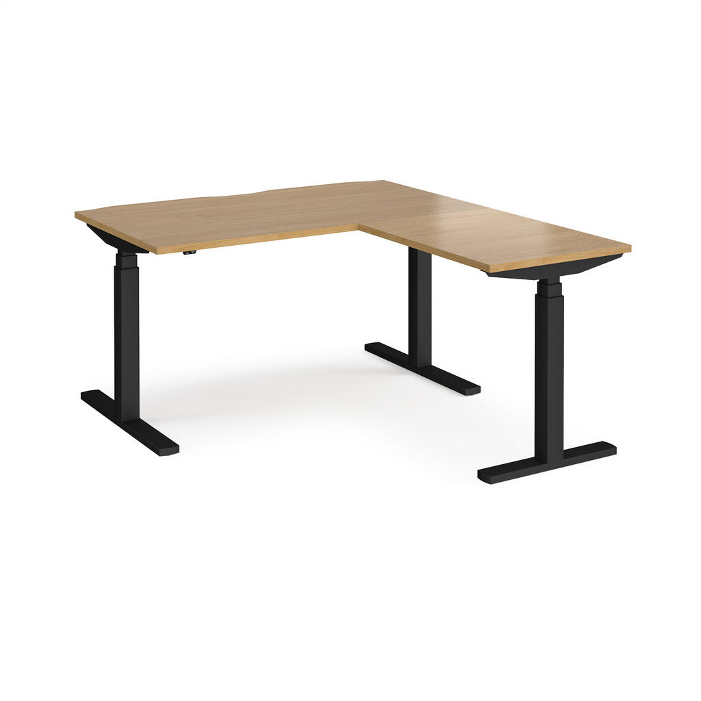 Picture of Elev8 Touch sit-stand desk 1400mm x 800mm with 800mm return desk - black frame, oak top