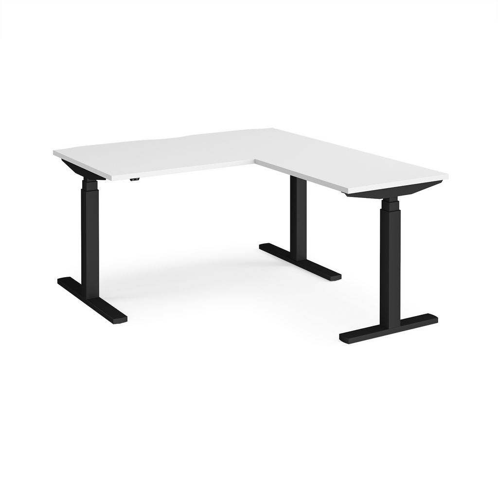 Picture of Elev8 Touch sit-stand desk 1400mm x 800mm with 800mm return desk - black frame, white top