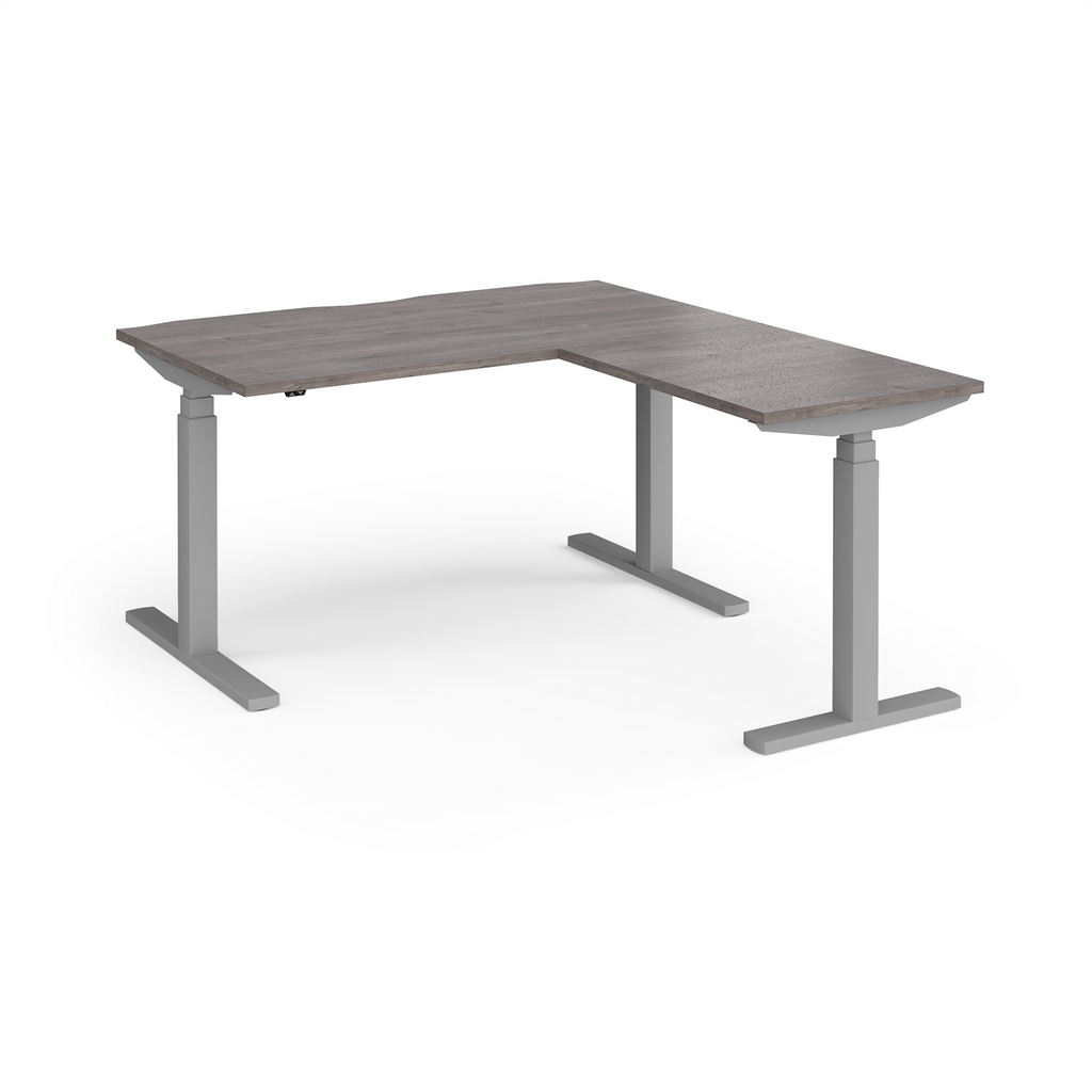 Picture of Elev8 Touch sit-stand desk 1400mm x 800mm with 800mm return desk - silver frame, grey oak top