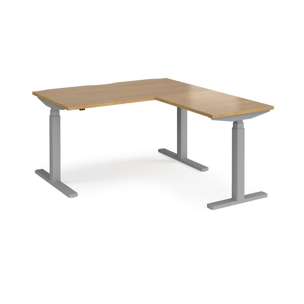 Picture of Elev8 Touch sit-stand desk 1400mm x 800mm with 800mm return desk - silver frame, oak top