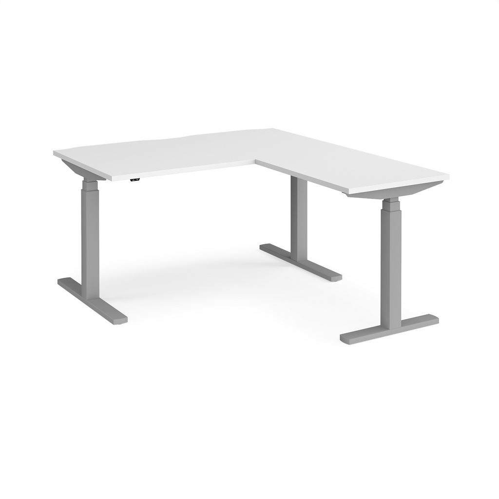 Picture of Elev8 Touch sit-stand desk 1400mm x 800mm with 800mm return desk - silver frame, white top