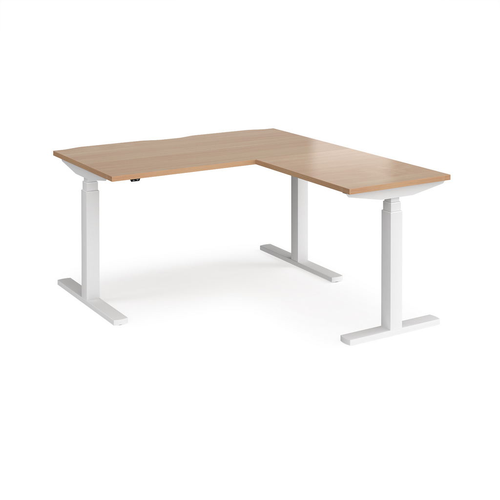 Picture of Elev8 Touch sit-stand desk 1400mm x 800mm with 800mm return desk - white frame, beech top