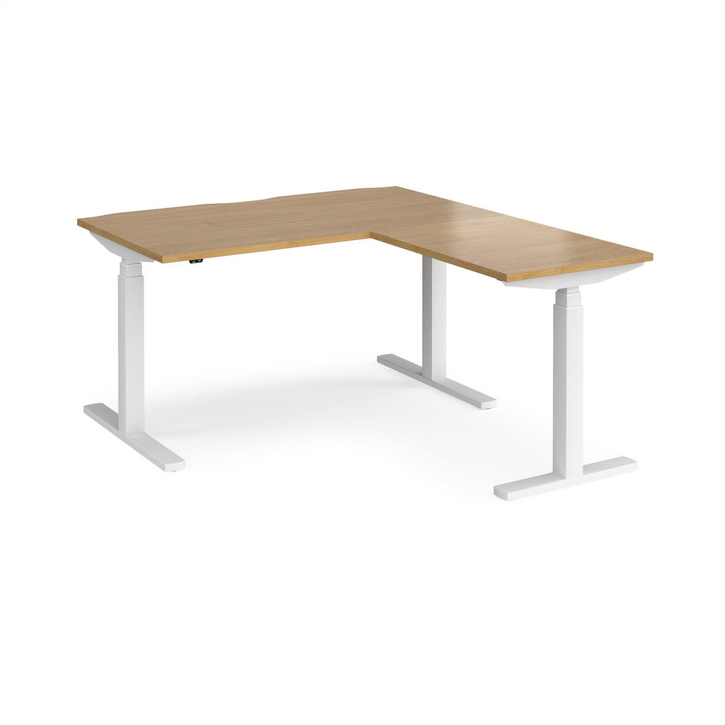 Picture of Elev8 Touch sit-stand desk 1400mm x 800mm with 800mm return desk - white frame, oak top