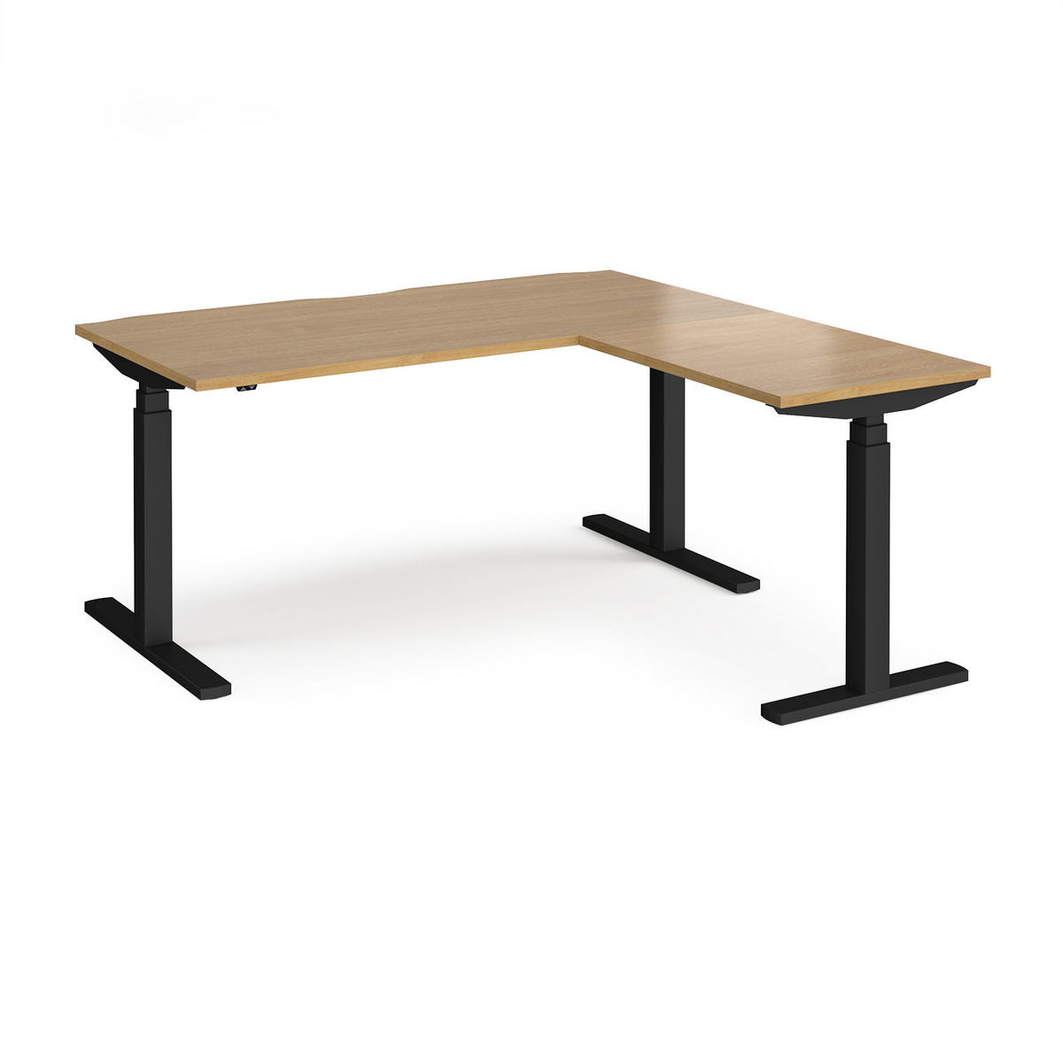 Picture of Elev8 Touch sit-stand desk 1600mm x 800mm with 800mm return desk - black frame, oak top