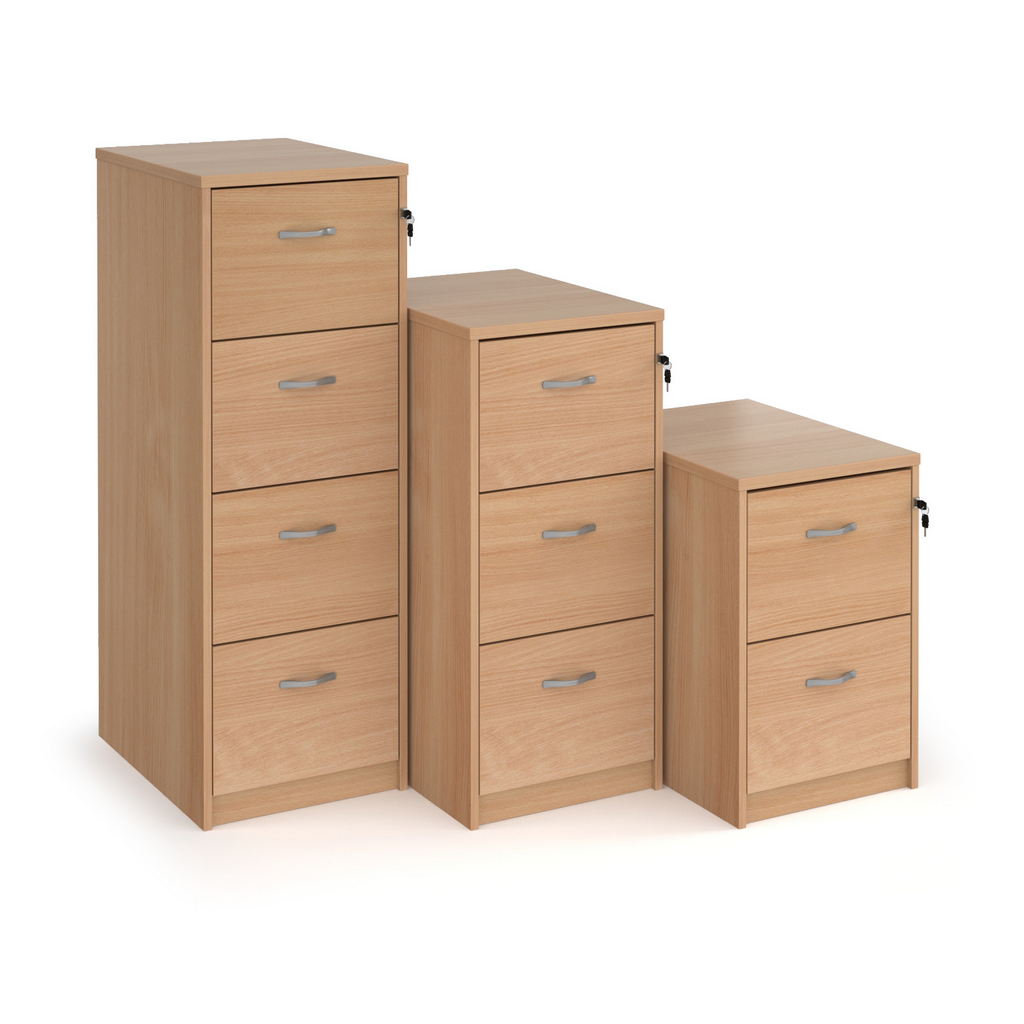 Picture of Wooden 4 drawer filing cabinet with silver handles 1360mm high - beech