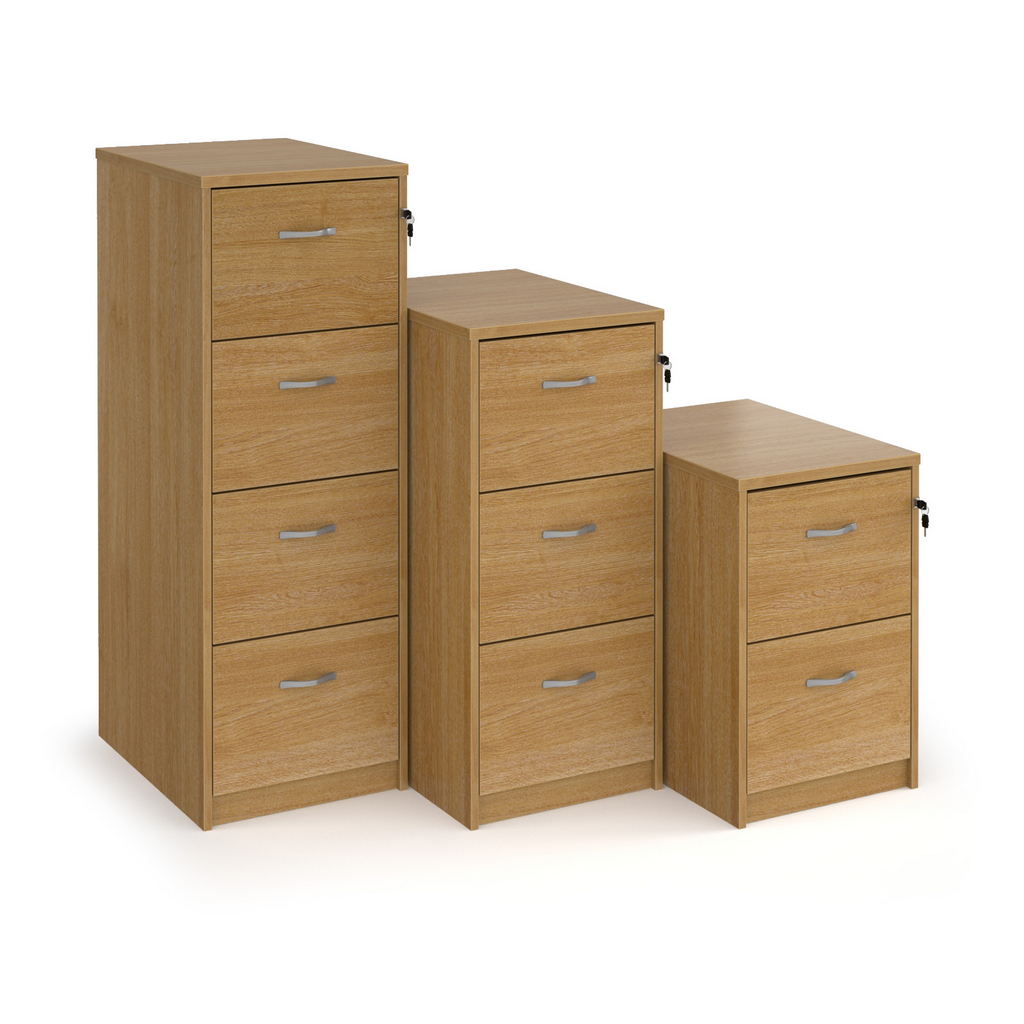 Picture of Wooden 2 drawer filing cabinet with silver handles 730mm high - oak