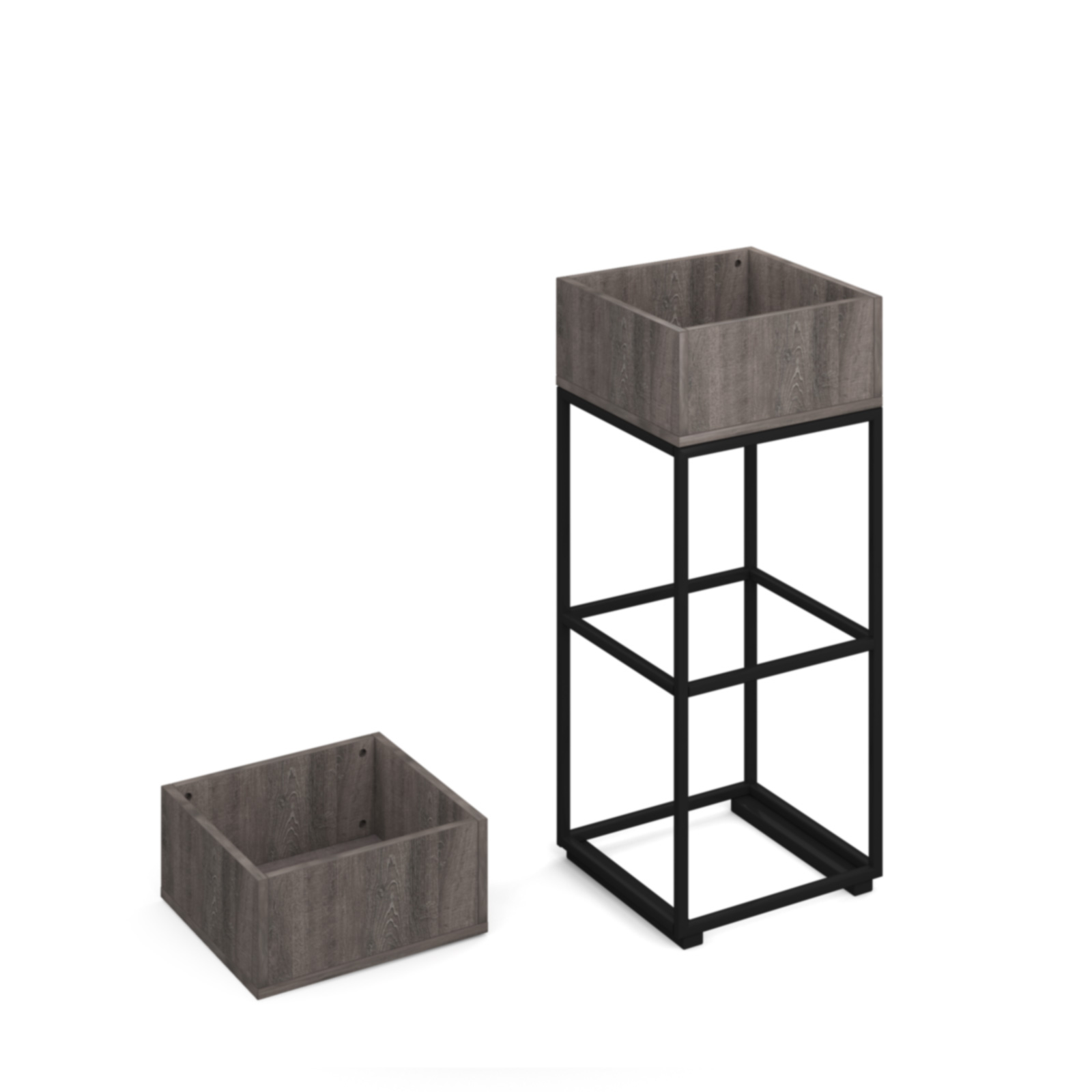 Picture of Flux modular storage single wooden planter box - Grey Oak