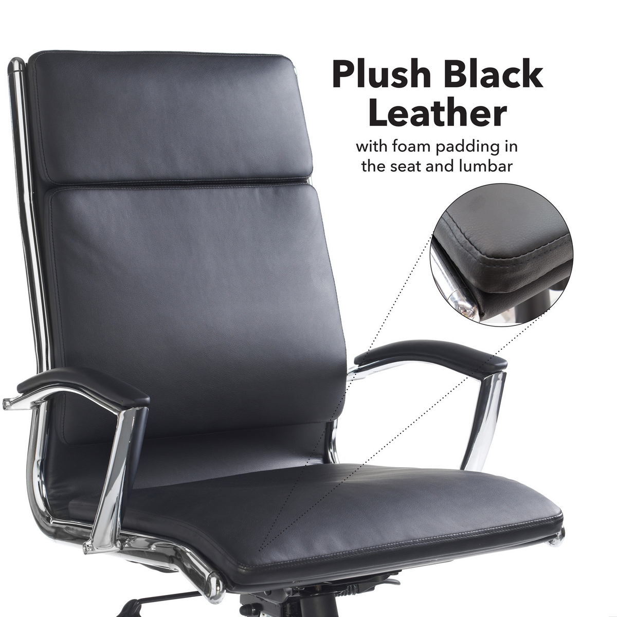 Picture of Florence high back executive chair - black leather faced