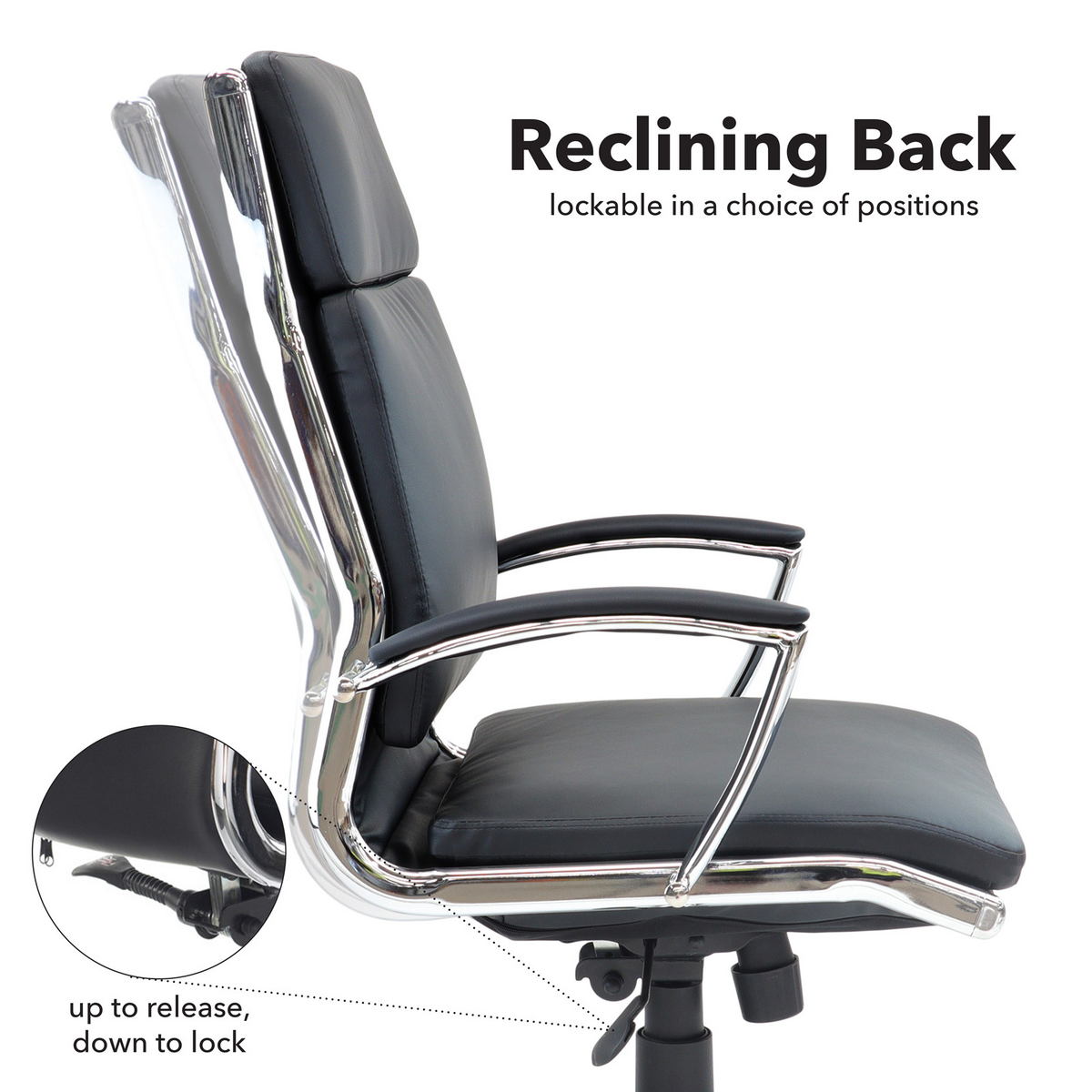 Picture of Florence high back executive chair - black leather faced