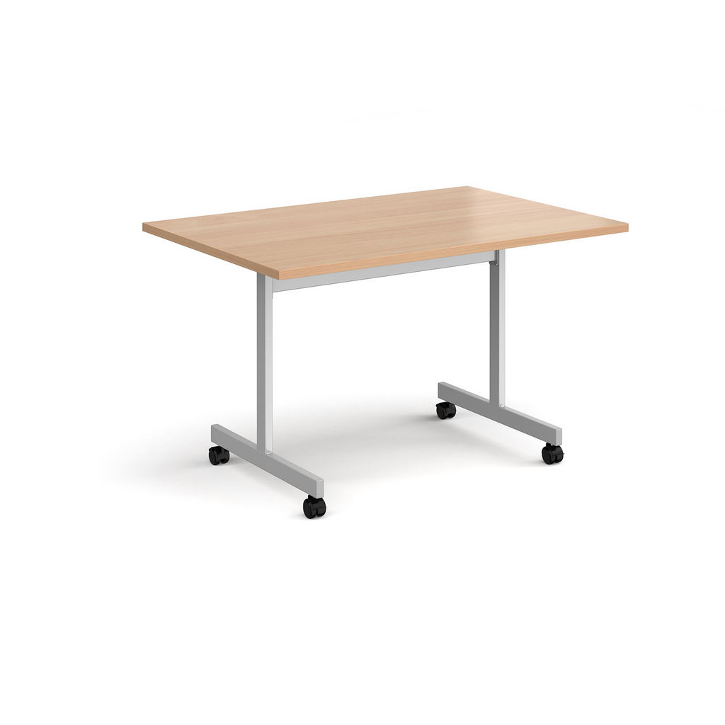 Picture of Rectangular fliptop meeting table with silver frame 1200mm x 800mm - beech