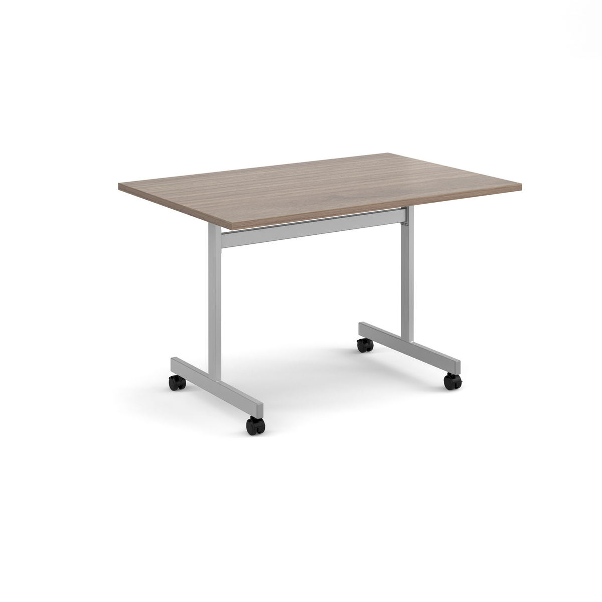 Picture of Rectangular flip top meeting table with silver frame 1200mm x 800mm - Barcelona Walnut