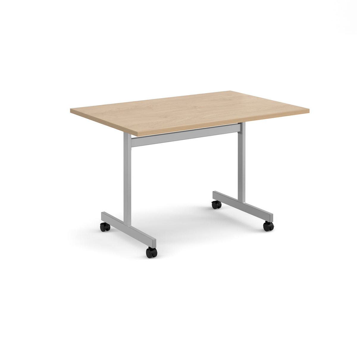 Picture of Rectangular flip top meeting table with silver frame 1200mm x 800mm - Kendal Oak