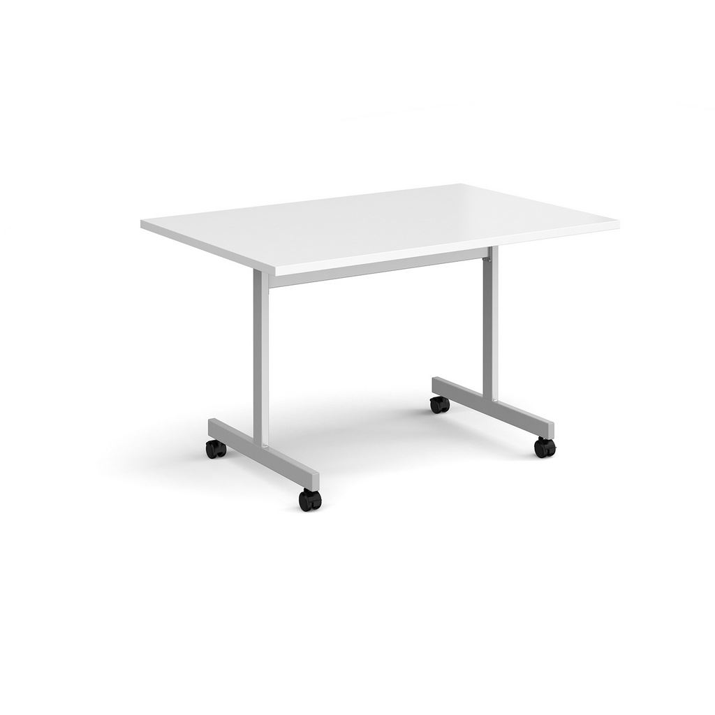 Picture of Rectangular fliptop meeting table with silver frame 1200mm x 800mm - white