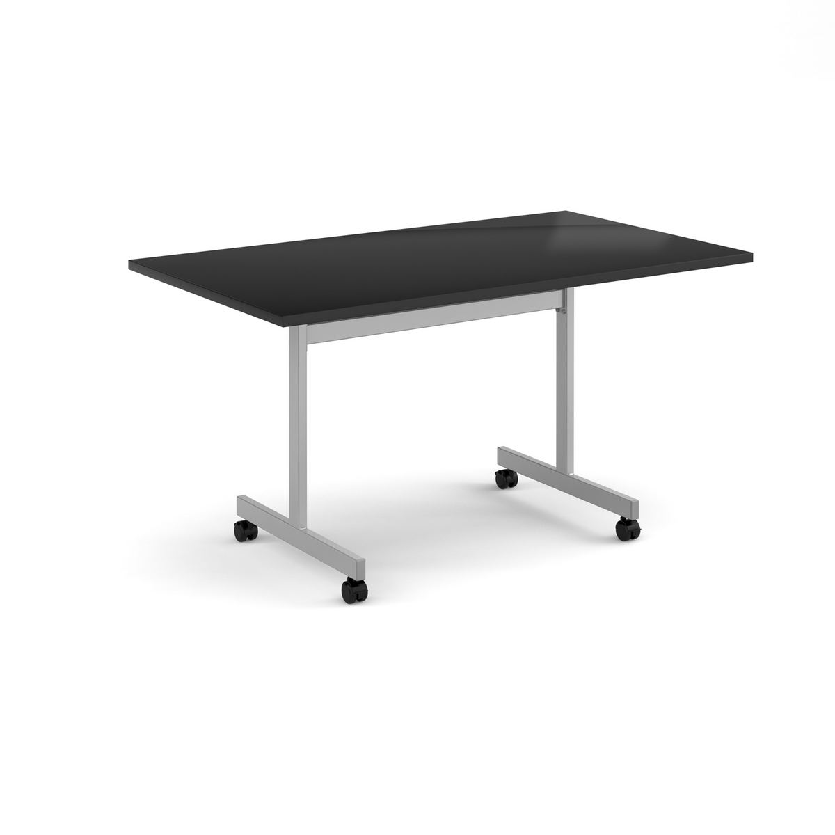 Picture of Rectangular flip top meeting table with silver frame 1400mm x 800mm - Black