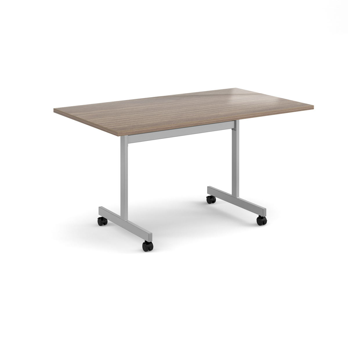 Picture of Rectangular flip top meeting table with silver frame 1400mm x 800mm - Barcelona Walnut