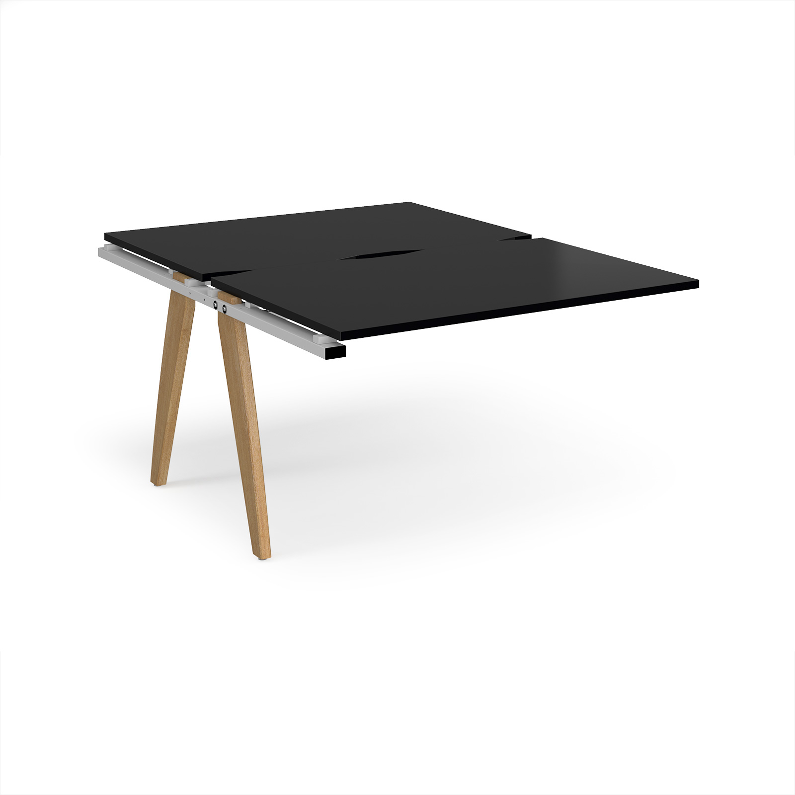 Picture of Fuze add on units back to back 1200mm x 1600mm with oak legs - white underframe, black top