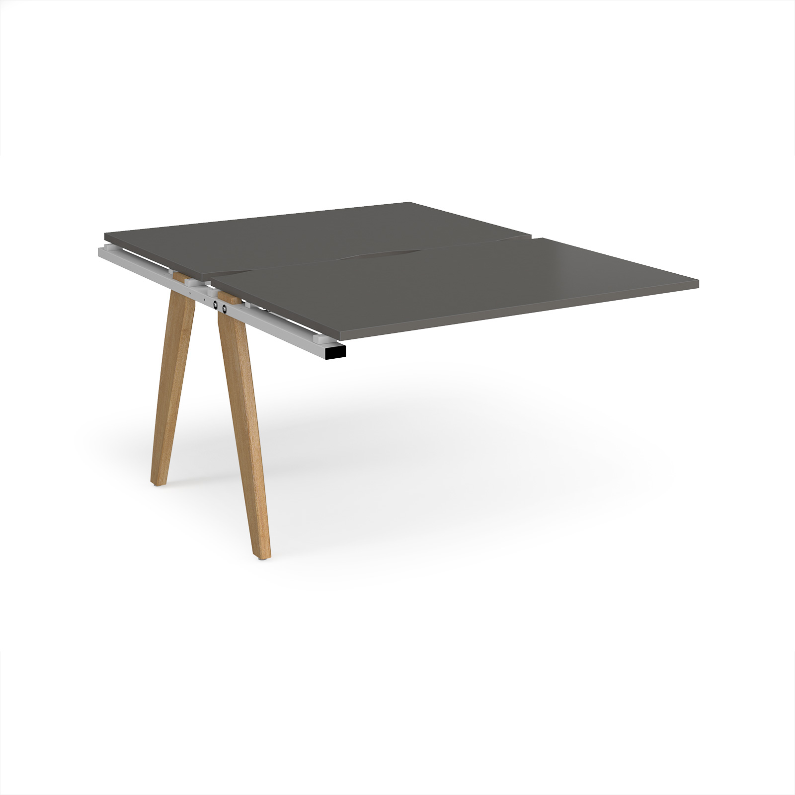 Picture of Fuze add on units back to back 1200mm x 1600mm with oak legs - white underframe, storm grey top