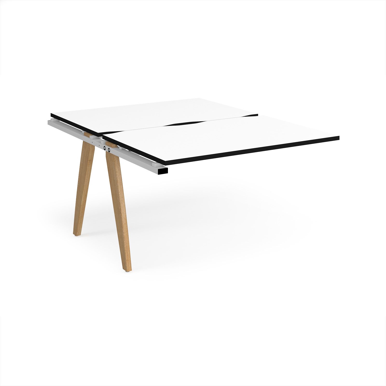 Picture of Fuze add on units back to back 1200mm x 1600mm with oak legs - white underframe, White Top, black edge