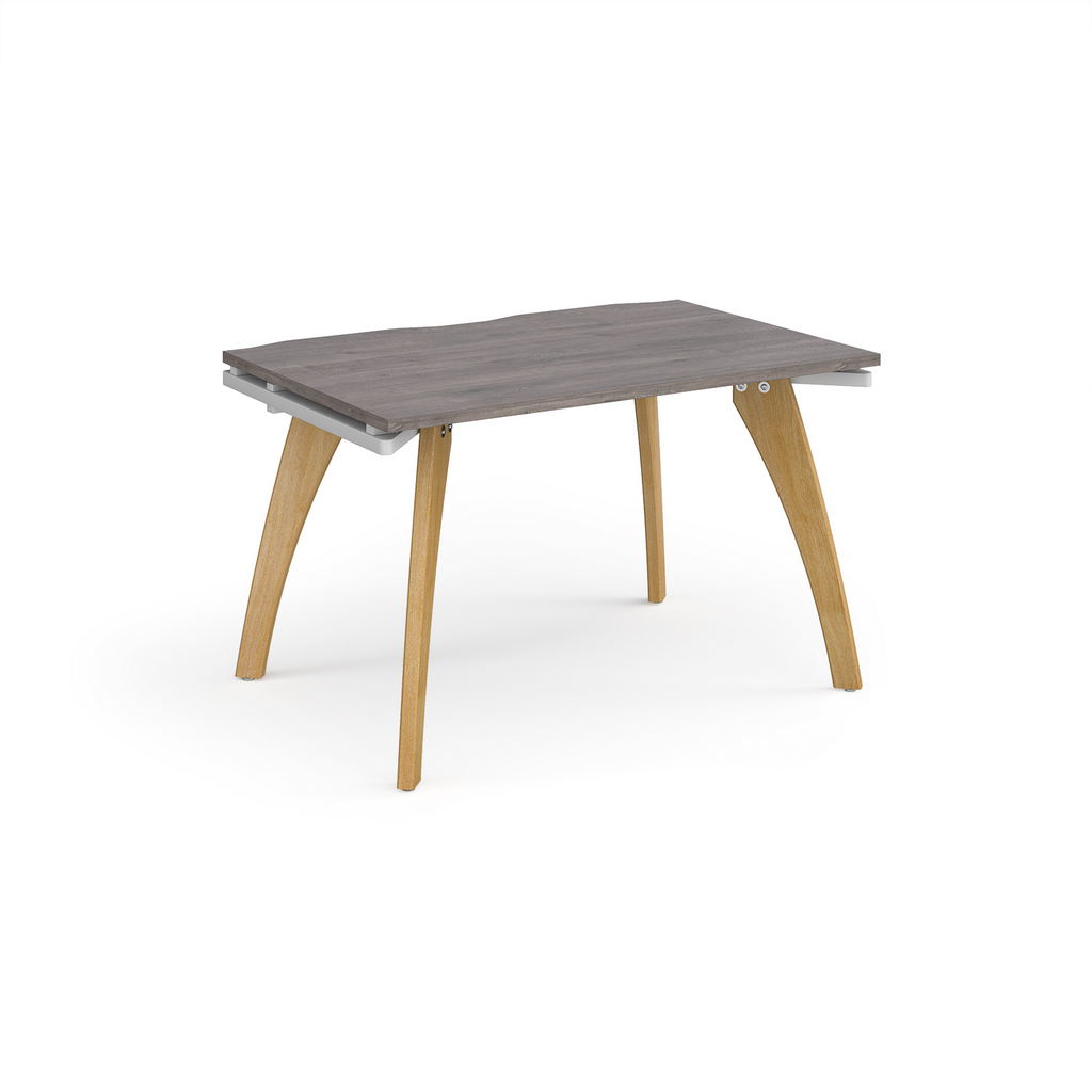 Picture of Fuze single desk 1200mm x 800mm with oak legs - white underframe, grey oak top