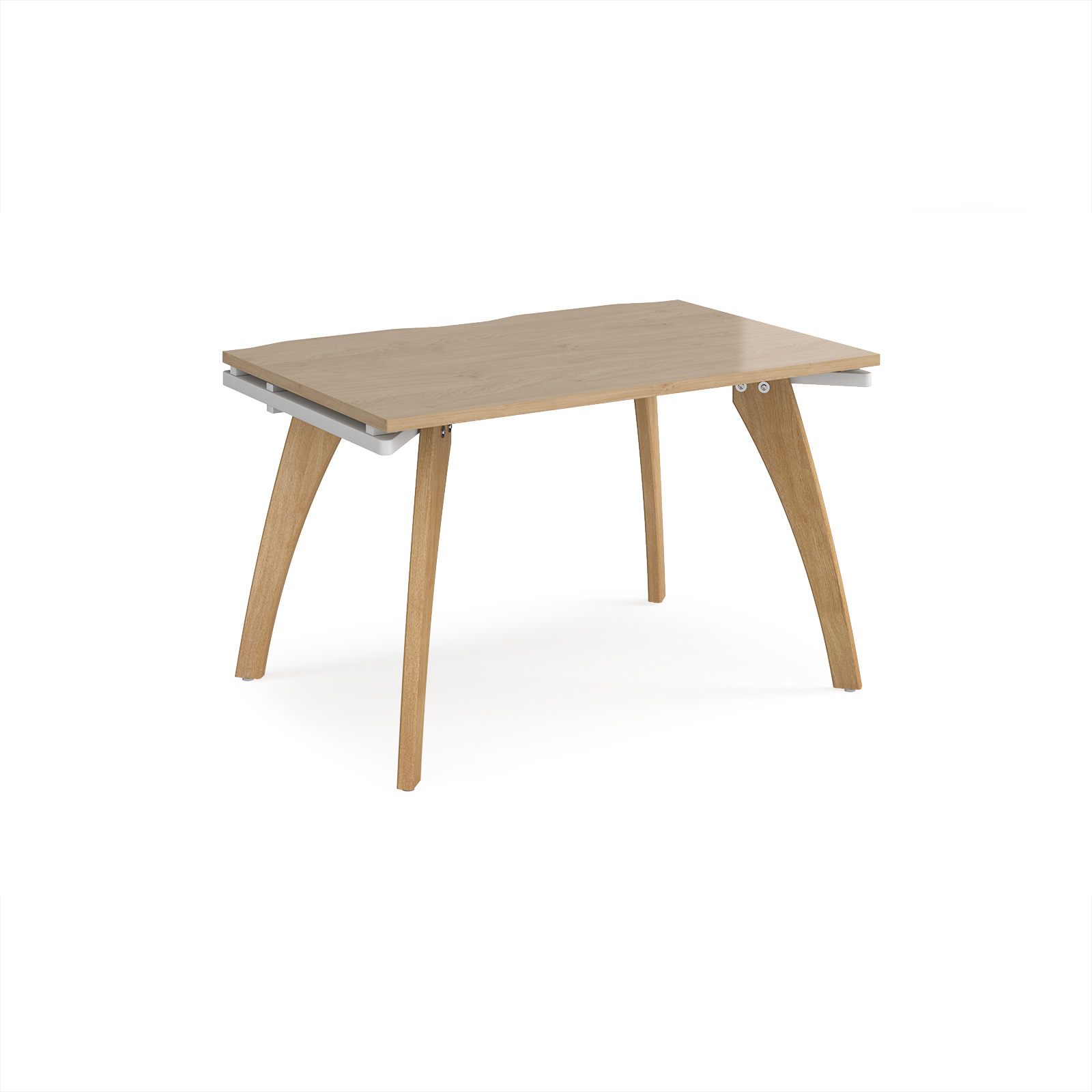 Picture of Fuze single desk 1200mm x 800mm with oak legs - white underframe, Kendal Oak Top