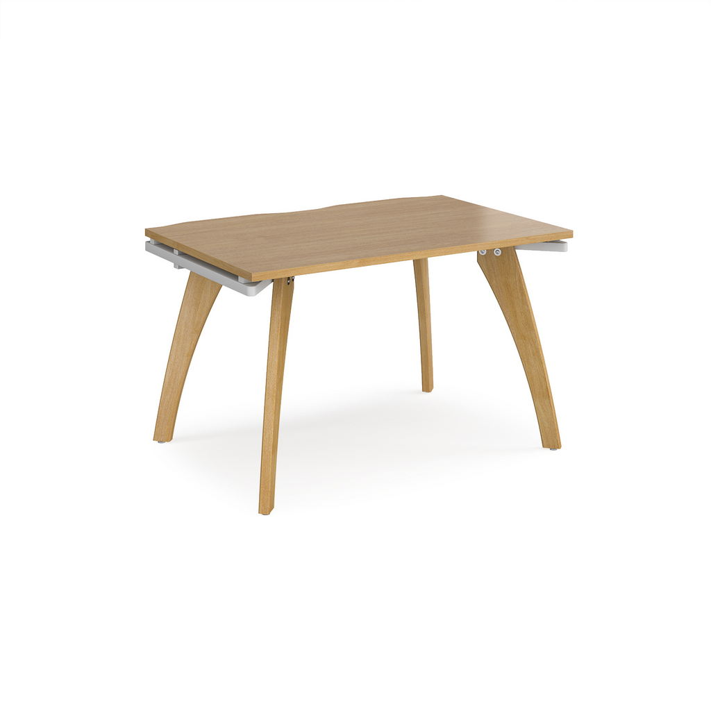 Picture of Fuze single desk 1200mm x 800mm with oak legs - white underframe, oak top