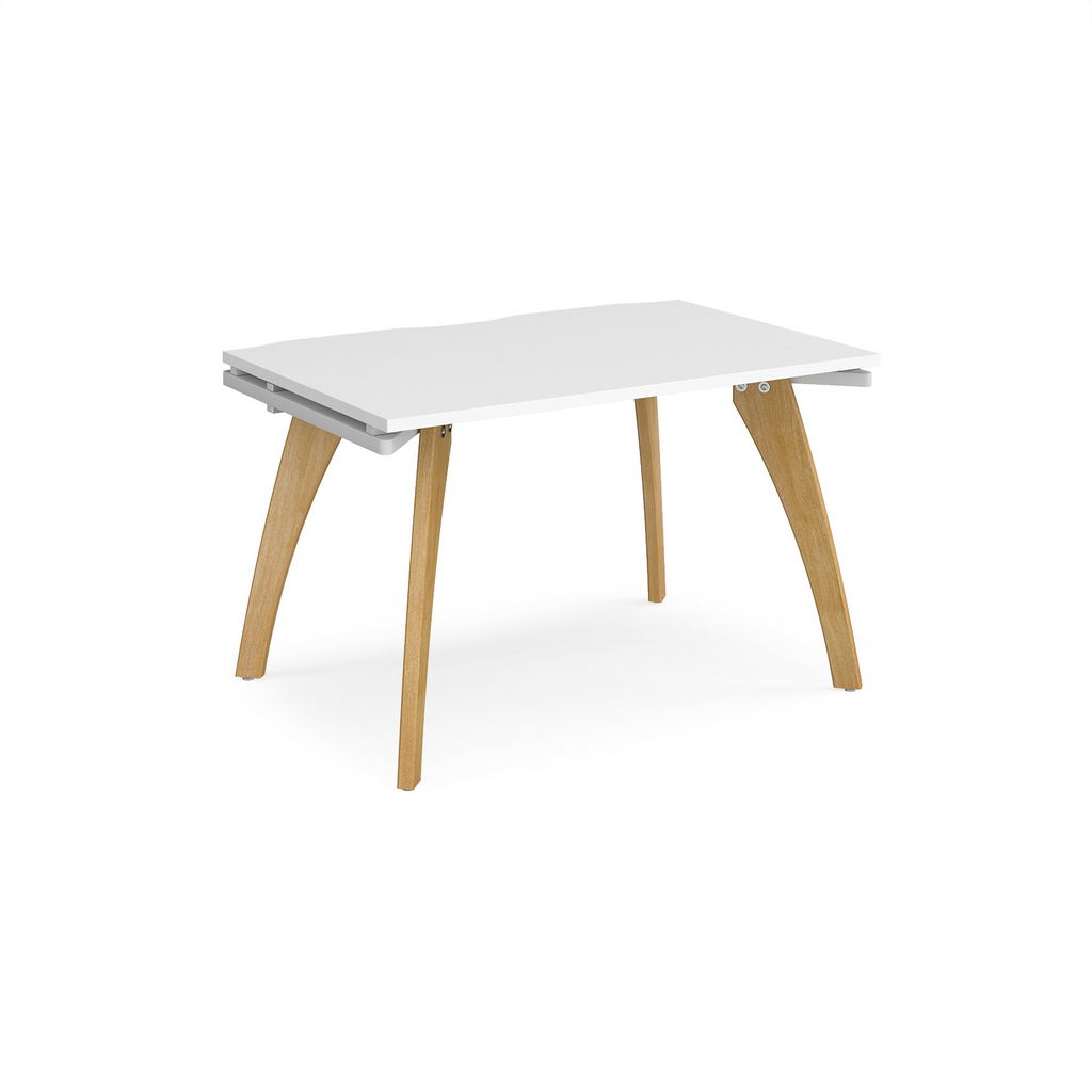 Picture of Fuze single desk 1200mm x 800mm with oak legs - white underframe, white top