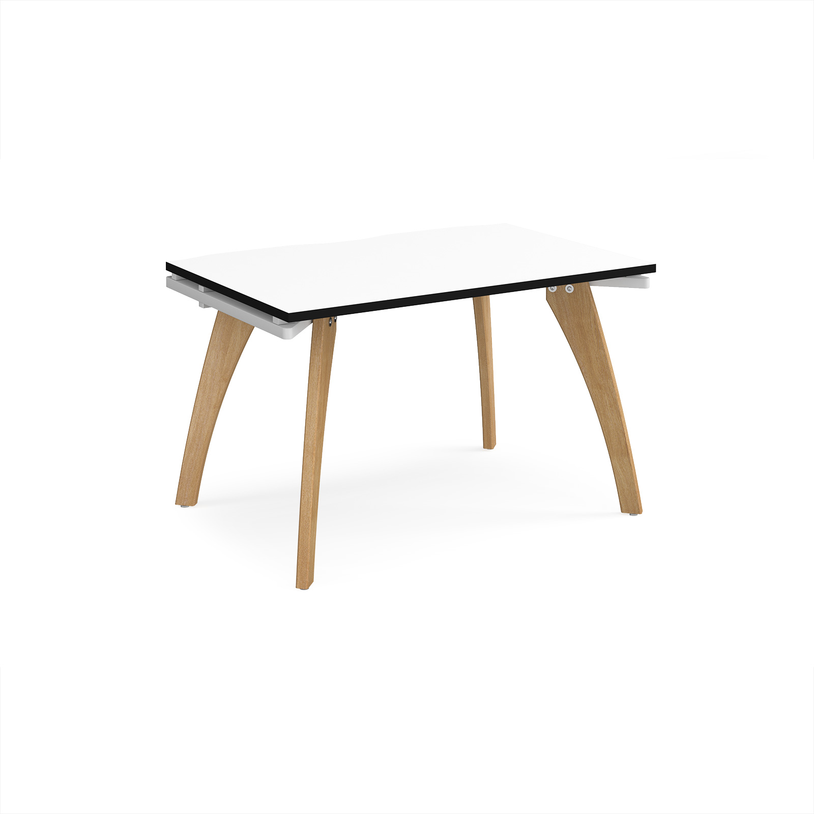 Picture of Fuze single desk 1200mm x 800mm with oak legs - white underframe, White Top, black edge