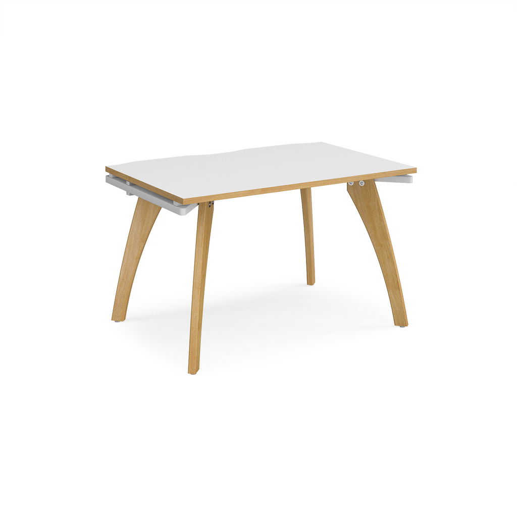 Picture of Fuze single desk 1200mm x 800mm with oak legs - white underframe, white top with oak edging