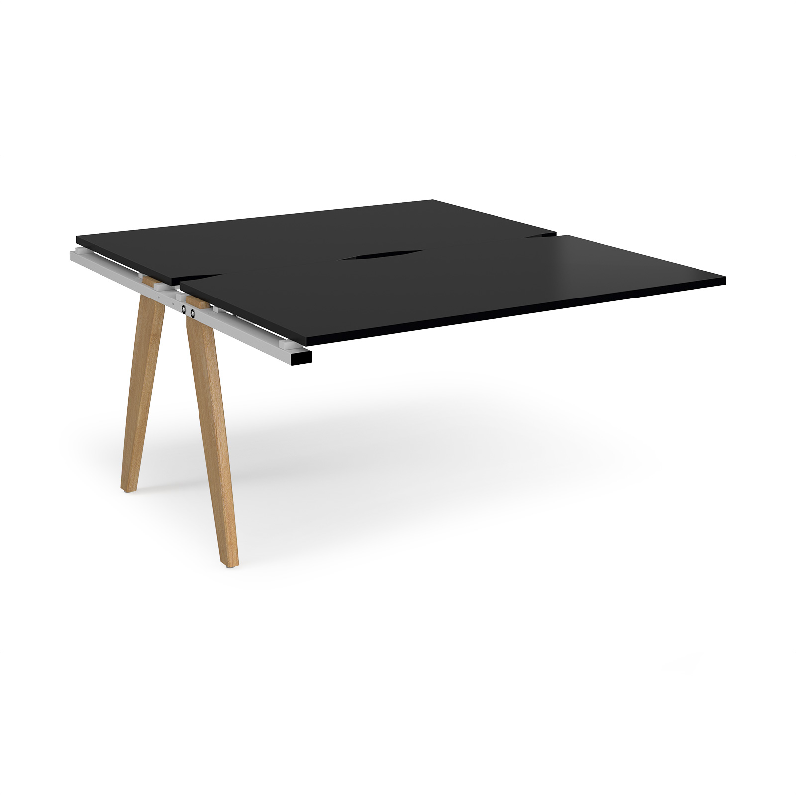 Picture of Fuze add on units back to back 1400mm x 1600mm with oak legs - white underframe, black top