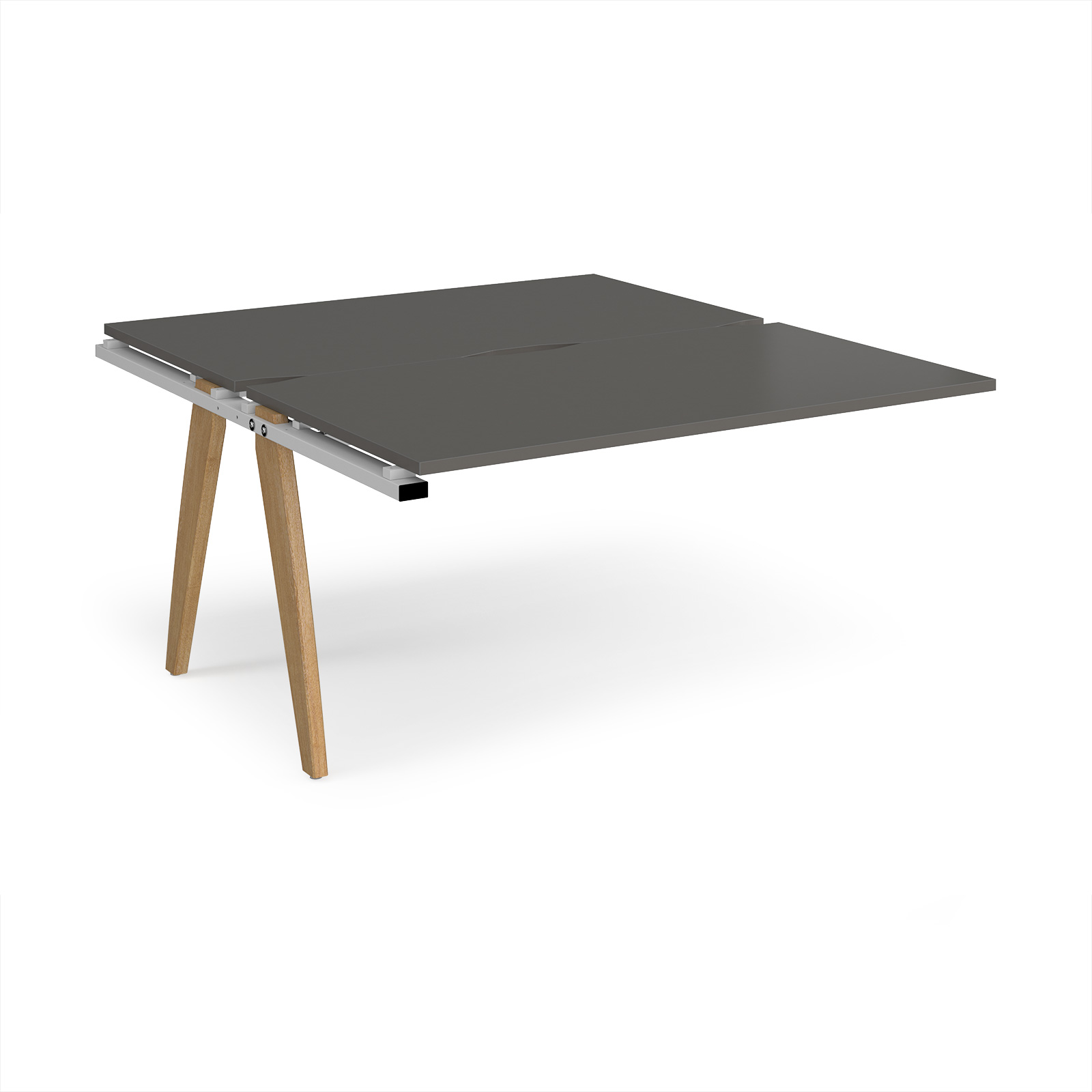 Picture of Fuze add on units back to back 1400mm x 1600mm with oak legs - white underframe, storm grey top