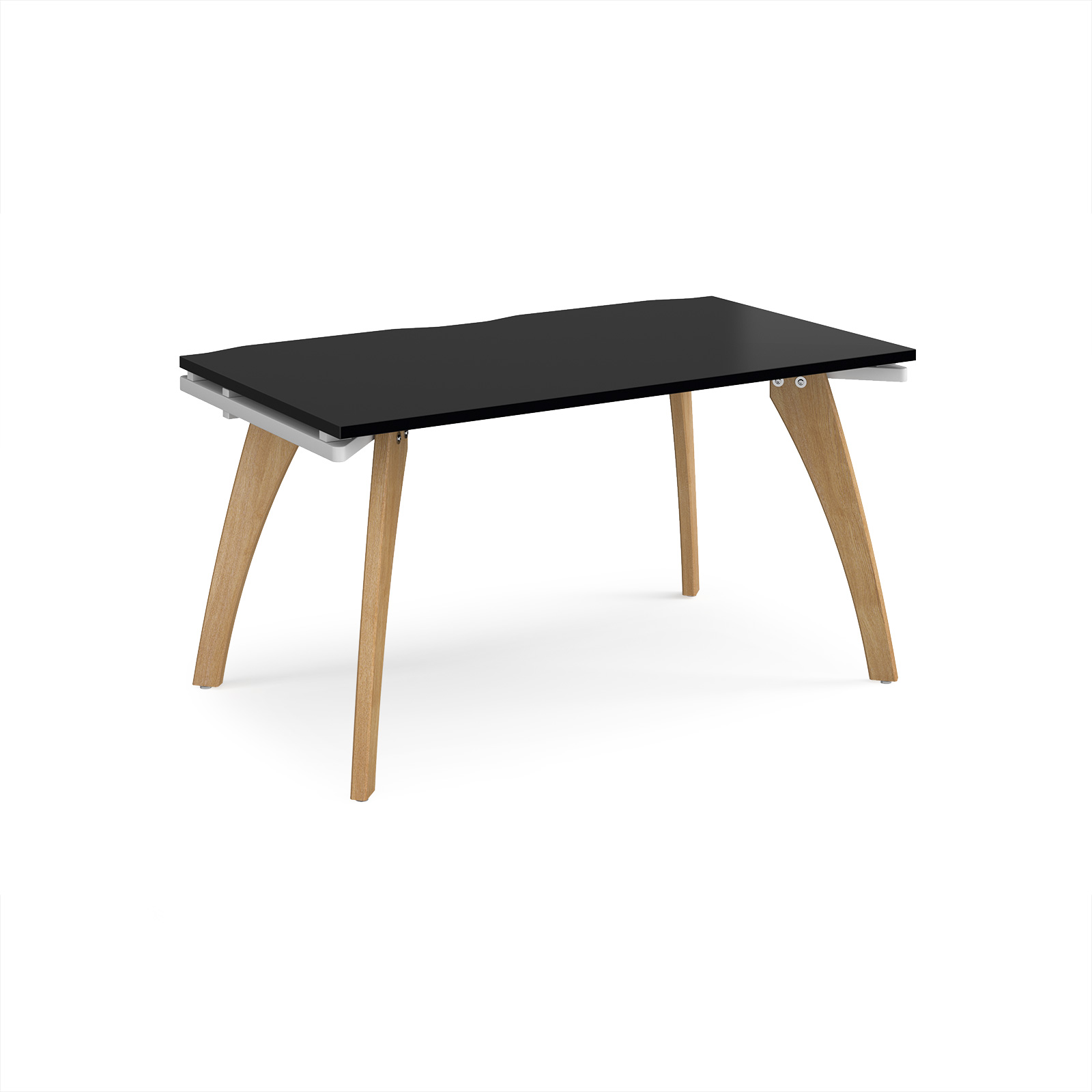 Picture of Fuze single desk 1400mm x 800mm with oak legs - white underframe, black top