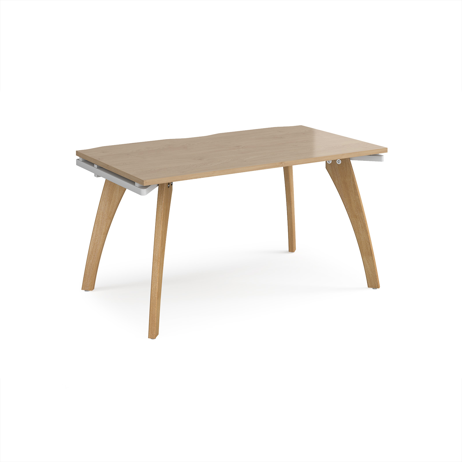 Picture of Fuze single desk 1400mm x 800mm with oak legs - white underframe, Kendal Oak Top