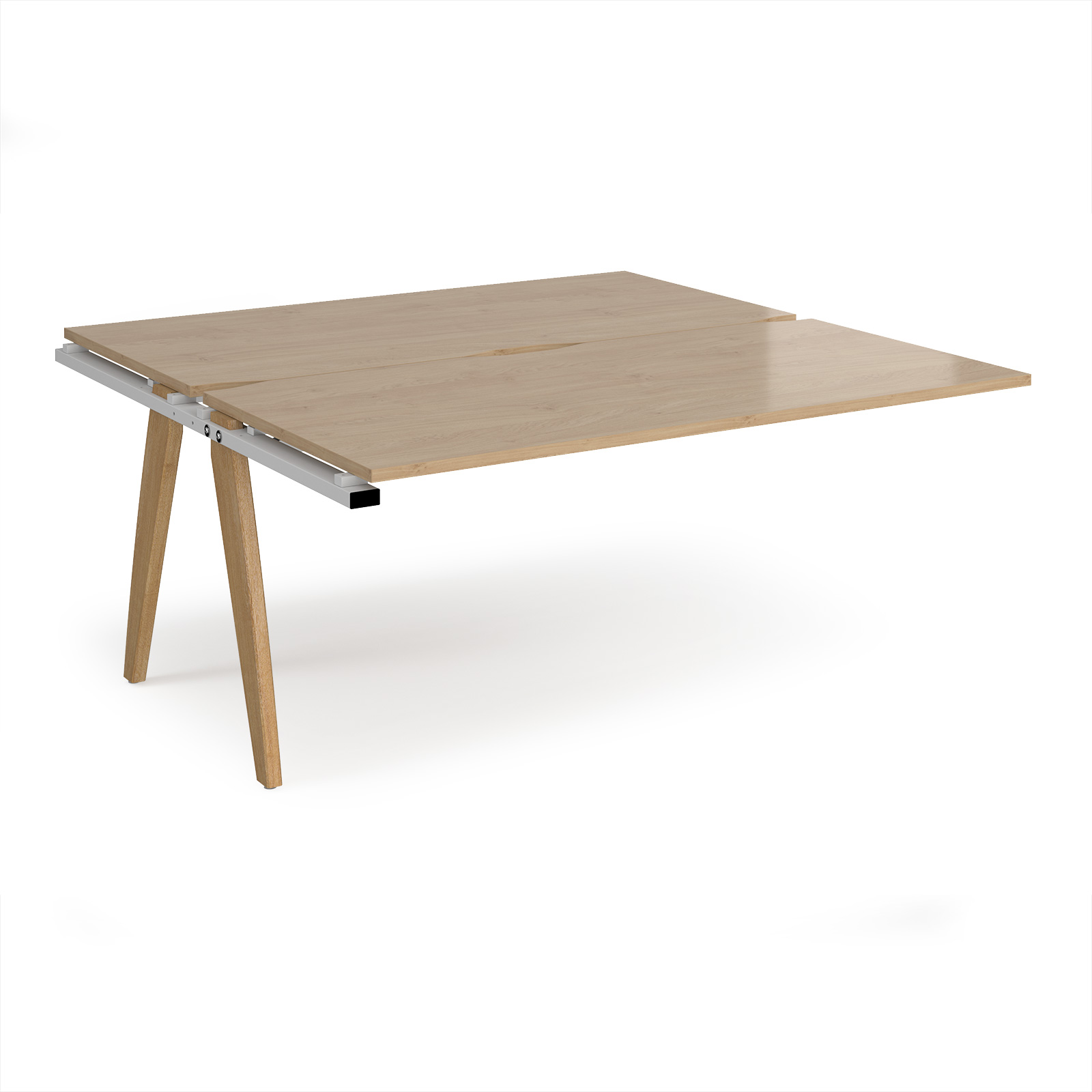 Picture of Fuze add on units back to back 1600mm x 1600mm with oak legs - white underframe, Kendal Oak Top