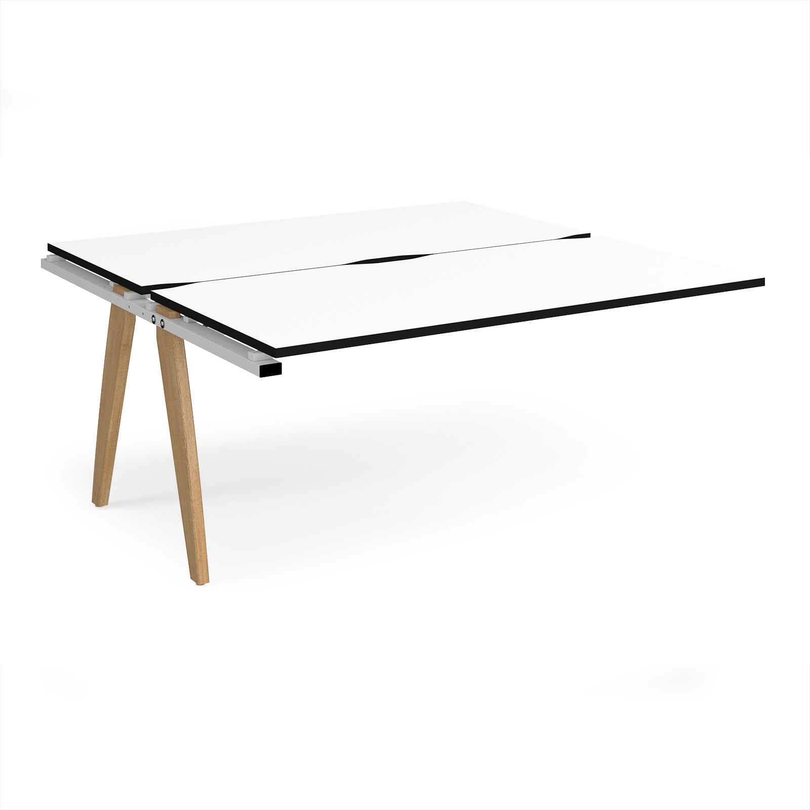 Picture of Fuze add on units back to back 1600mm x 1600mm with oak legs - white underframe, White Top, black edge