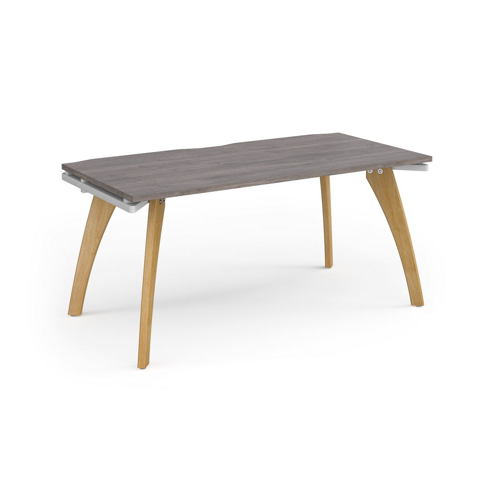 Picture of Fuze single desk 1600mm x 800mm with oak legs - white underframe, grey oak top