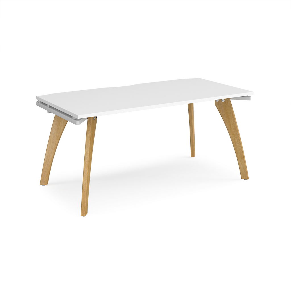 Picture of Fuze single desk 1600mm x 800mm with oak legs - white underframe, white top